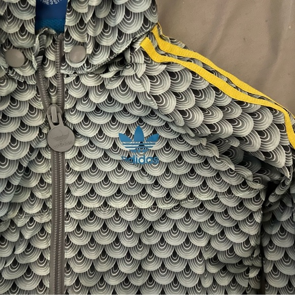 Adidas Grey Yellow Zip Up Hoodie - Picture 2 of 4